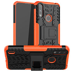 Motorola Moto E7 Power用ハイブリットバンパーケース スタンド プラスチック 兼シリコーン カバー JX2 モトローラ オレンジ