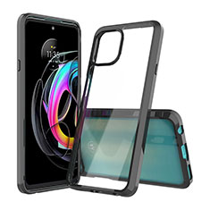 Motorola Moto Edge 20 Lite 5G用ハイブリットバンパーケース クリア透明 プラスチック カバー モトローラ ブラック