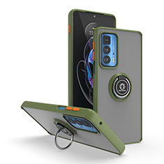 Motorola Moto Edge 20 Pro 5G用ハイブリットバンパーケース プラスチック アンド指輪 マグネット式 S04 モトローラ グリーン