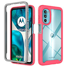 Motorola Moto Edge (2022) 5G用360度 フルカバー ハイブリットバンパーケース クリア透明 プラスチック カバー モトローラ ローズレッド