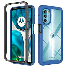 Motorola Moto Edge (2022) 5G用360度 フルカバー ハイブリットバンパーケース クリア透明 プラスチック カバー モトローラ ネイビー