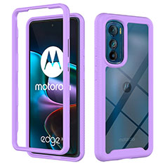 Motorola Moto Edge 30 5G用360度 フルカバー ハイブリットバンパーケース クリア透明 プラスチック カバー モトローラ パープル