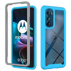 Motorola Moto Edge 30 5G用360度 フルカバー ハイブリットバンパーケース クリア透明 プラスチック カバー モトローラ シアン