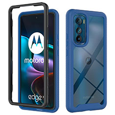 Motorola Moto Edge 30 5G用360度 フルカバー ハイブリットバンパーケース クリア透明 プラスチック カバー モトローラ ネイビー