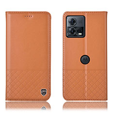 Motorola Moto Edge 30 Fusion 5G用手帳型 レザーケース スタンド カバー H11P モトローラ オレンジ