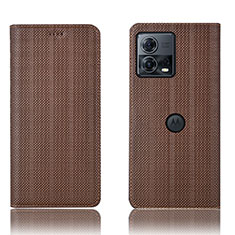 Motorola Moto Edge 30 Fusion 5G用手帳型 レザーケース スタンド カバー H17P モトローラ ブラウン