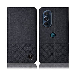 Motorola Moto Edge 30 Pro 5G用手帳型 布 スタンド H14P モトローラ ブラック