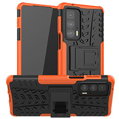 Motorola Moto Edge S Pro 5G用ハイブリットバンパーケース スタンド プラスチック 兼シリコーン カバー A01 モトローラ オレンジ