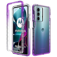 Motorola Moto Edge S30 5G用前面と背面 360度 フルカバー 極薄ソフトケース シリコンケース 耐衝撃 全面保護 バンパー 勾配色 透明 モトローラ パープル