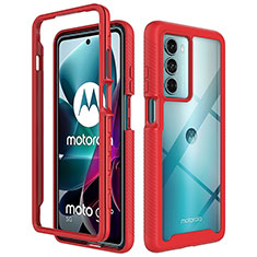 Motorola Moto Edge S30 5G用360度 フルカバー ハイブリットバンパーケース クリア透明 プラスチック カバー モトローラ レッド