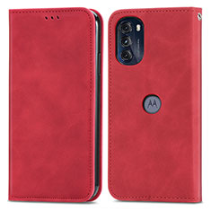 Motorola Moto G 5G (2022)用手帳型 レザーケース スタンド カバー S04D モトローラ レッド