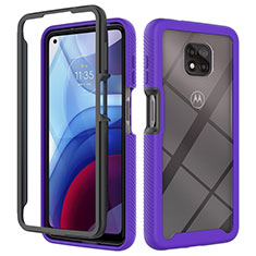 Motorola Moto G Power (2021)用360度 フルカバー ハイブリットバンパーケース クリア透明 プラスチック カバー モトローラ パープル