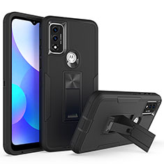 Motorola Moto G Pure用ハイブリットバンパーケース スタンド プラスチック 兼シリコーン カバー マグネット式 モトローラ ブラック