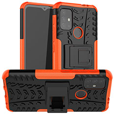 Motorola Moto G10用ハイブリットバンパーケース スタンド プラスチック 兼シリコーン カバー A01 モトローラ オレンジ