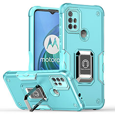 Motorola Moto G10用ハイブリットバンパーケース プラスチック アンド指輪 マグネット式 S05 モトローラ シアン