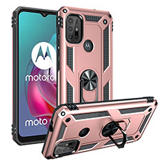 Motorola Moto G10 Power用ハイブリットバンパーケース プラスチック アンド指輪 マグネット式 S01 モトローラ ローズゴールド