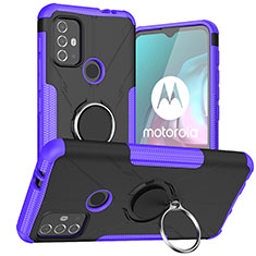 Motorola Moto G10 Power用ハイブリットバンパーケース プラスチック アンド指輪 マグネット式 S02 モトローラ パープル