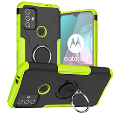 Motorola Moto G10 Power用ハイブリットバンパーケース プラスチック アンド指輪 マグネット式 S02 モトローラ グリーン