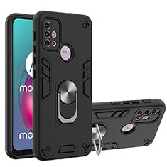 Motorola Moto G10 Power用ハイブリットバンパーケース プラスチック アンド指輪 マグネット式 YB1 モトローラ ブラック