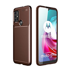 Motorola Moto G20用シリコンケース ソフトタッチラバー ツイル カバー モトローラ ブラウン