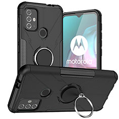 Motorola Moto G20用ハイブリットバンパーケース プラスチック アンド指輪 マグネット式 S02 モトローラ ブラック