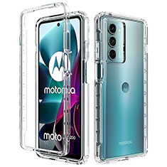 Motorola Moto G200 5G用前面と背面 360度 フルカバー 極薄ソフトケース シリコンケース 耐衝撃 全面保護 バンパー 勾配色 透明 モトローラ クリア