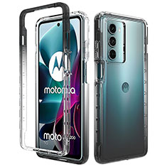 Motorola Moto G200 5G用前面と背面 360度 フルカバー 極薄ソフトケース シリコンケース 耐衝撃 全面保護 バンパー 勾配色 透明 モトローラ ブラック