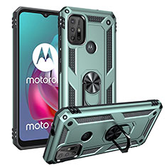 Motorola Moto G30用ハイブリットバンパーケース プラスチック アンド指輪 マグネット式 S01 モトローラ グリーン