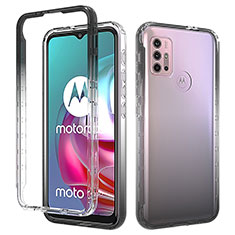 Motorola Moto G30用前面と背面 360度 フルカバー 極薄ソフトケース シリコンケース 耐衝撃 全面保護 バンパー 勾配色 透明 モトローラ ブラック