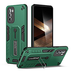 Motorola Moto G31用ハイブリットバンパーケース スタンド プラスチック 兼シリコーン カバー H01P モトローラ グリーン