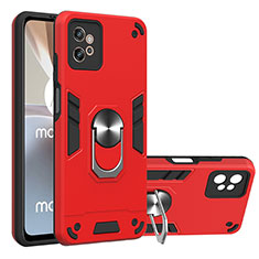 Motorola Moto G32用ハイブリットバンパーケース プラスチック アンド指輪 マグネット式 YB1 モトローラ レッド