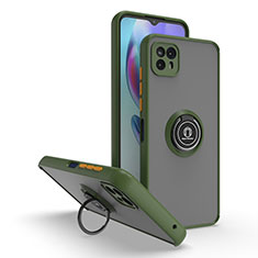 Motorola Moto G50 5G用ハイブリットバンパーケース プラスチック アンド指輪 マグネット式 S02 モトローラ グリーン
