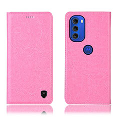 Motorola Moto G51 5G用手帳型 レザーケース スタンド カバー H04P モトローラ ピンク