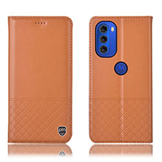 Motorola Moto G51 5G用手帳型 レザーケース スタンド カバー H07P モトローラ オレンジ