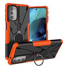 Motorola Moto G51 5G用ハイブリットバンパーケース プラスチック アンド指輪 マグネット式 S01 モトローラ オレンジ