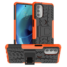 Motorola Moto G51 5G用ハイブリットバンパーケース スタンド プラスチック 兼シリコーン カバー モトローラ オレンジ