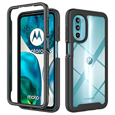 Motorola MOTO G52用360度 フルカバー ハイブリットバンパーケース クリア透明 プラスチック カバー モトローラ ブラック