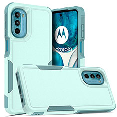 Motorola MOTO G52用ハイブリットバンパーケース プラスチック 兼シリコーン カバー 前面と背面 360度 フル MQ1 モトローラ シアン