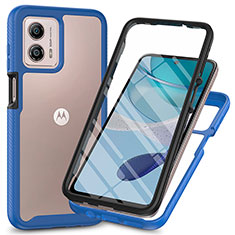 Motorola Moto G53y 5G用360度 フルカバー ハイブリットバンパーケース クリア透明 プラスチック カバー ZJ3 モトローラ ネイビー