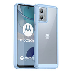 Motorola Moto G53y 5G用ハイブリットバンパーケース クリア透明 プラスチック カバー J01S モトローラ ライトブルー
