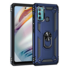 Motorola Moto G60用ハイブリットバンパーケース プラスチック アンド指輪 マグネット式 モトローラ ネイビー