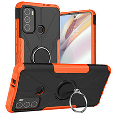 Motorola Moto G60用ハイブリットバンパーケース プラスチック アンド指輪 マグネット式 S02 モトローラ オレンジ