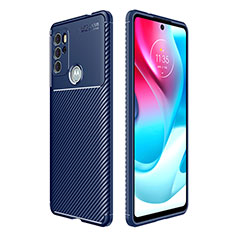 Motorola Moto G60s用シリコンケース ソフトタッチラバー ツイル カバー S01 モトローラ ネイビー