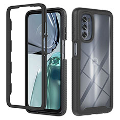 Motorola Moto G62 5G用360度 フルカバー ハイブリットバンパーケース クリア透明 プラスチック カバー YB2 モトローラ ブラック