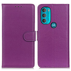 Motorola Moto G71 5G用手帳型 レザーケース スタンド カバー A03D モトローラ パープル