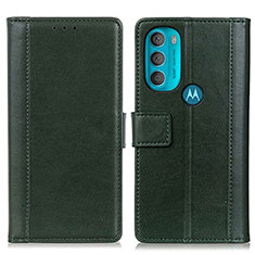 Motorola Moto G71 5G用手帳型 レザーケース スタンド カバー N02P モトローラ グリーン