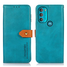 Motorola Moto G71 5G用手帳型 レザーケース スタンド カバー N07P モトローラ シアン