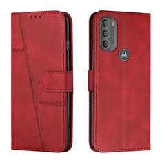 Motorola Moto G71 5G用手帳型 レザーケース スタンド カバー Y01X モトローラ レッド