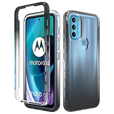 Motorola Moto G71 5G用前面と背面 360度 フルカバー 極薄ソフトケース シリコンケース 耐衝撃 全面保護 バンパー 勾配色 透明 モトローラ ブラック