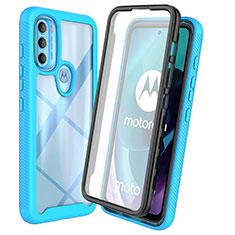 Motorola Moto G71 5G用360度 フルカバー ハイブリットバンパーケース クリア透明 プラスチック カバー ZJ3 モトローラ ブルー